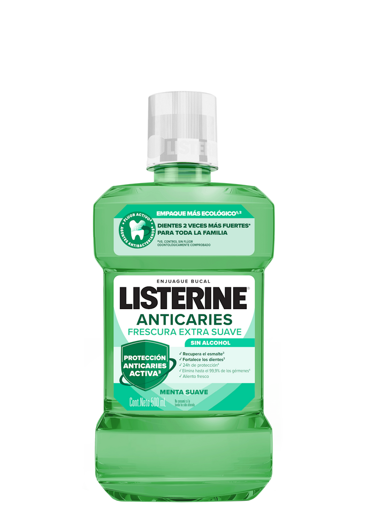 Enjuague Bucal Listerine Anticaries Frescura Extra Suave Sin Alcohol 500 ml