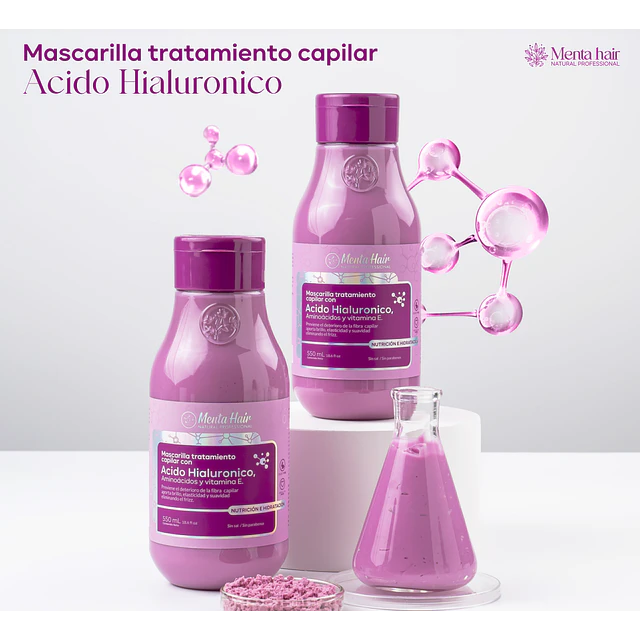 Mascarilla Tratamiento Capilar Ácido Hialurónico | Menta Hair | 550 ml