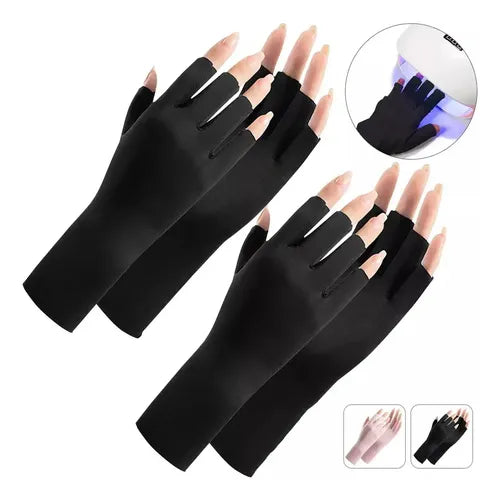 Guantes Anti-UV sin Dedos para Lámpara de Uñas y Manicura Gel