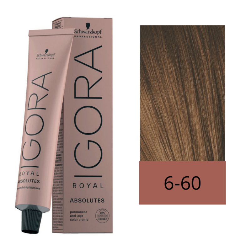 Igora Royal Absolutes 6-60 Rubio Oscuro Chocolate Natural | Cobertura y Cuidado Antiedad