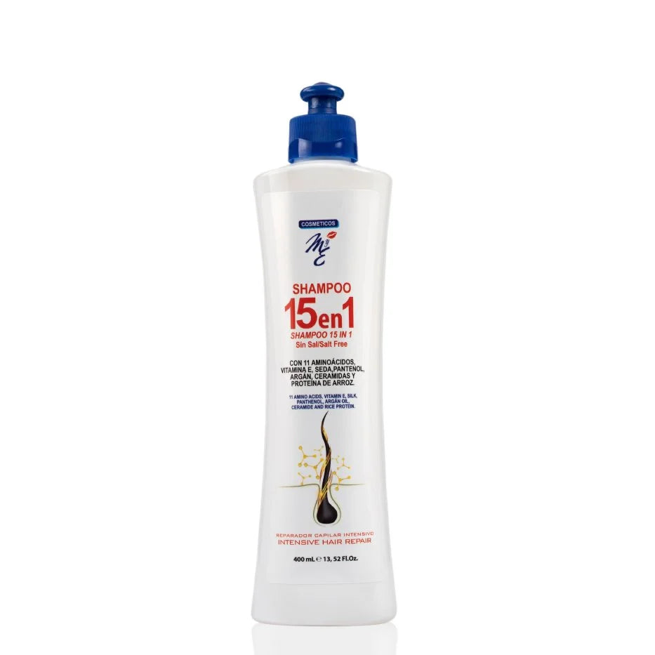 Shampoo 15 en 1 M&E | Reparador Capilar Intensivo Sin Sal (400ml)