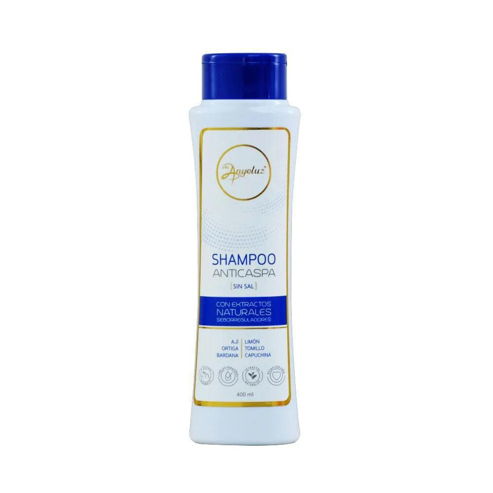 Shampoo Anticaspa Sin Sal Anyeluz 400 ml | Control Seborregulador y Extractos Naturales