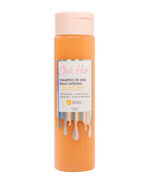 Shampoo de Miel Click Hair | Brillo Intenso | Para Cabellos Opacos y Tratados Químicamente | 300 ml