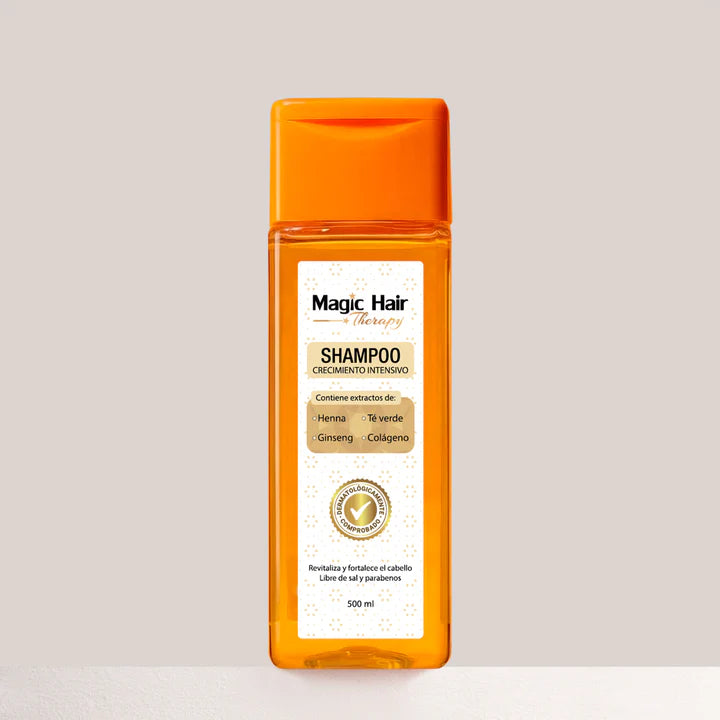 Shampoo Magic Hair Crecimiento Intensivo 500ml | Revitaliza con Henna, Té Verde, Ginseng y Colágeno