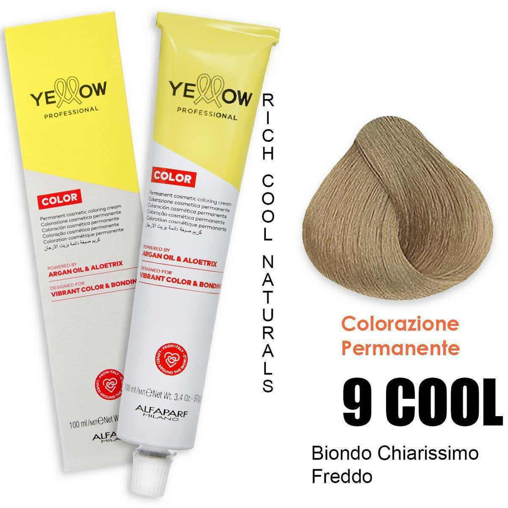 Tinte Alfaparf Yellow 9 Cool Rubio Clarísimo Frío 60 ml | Coloración