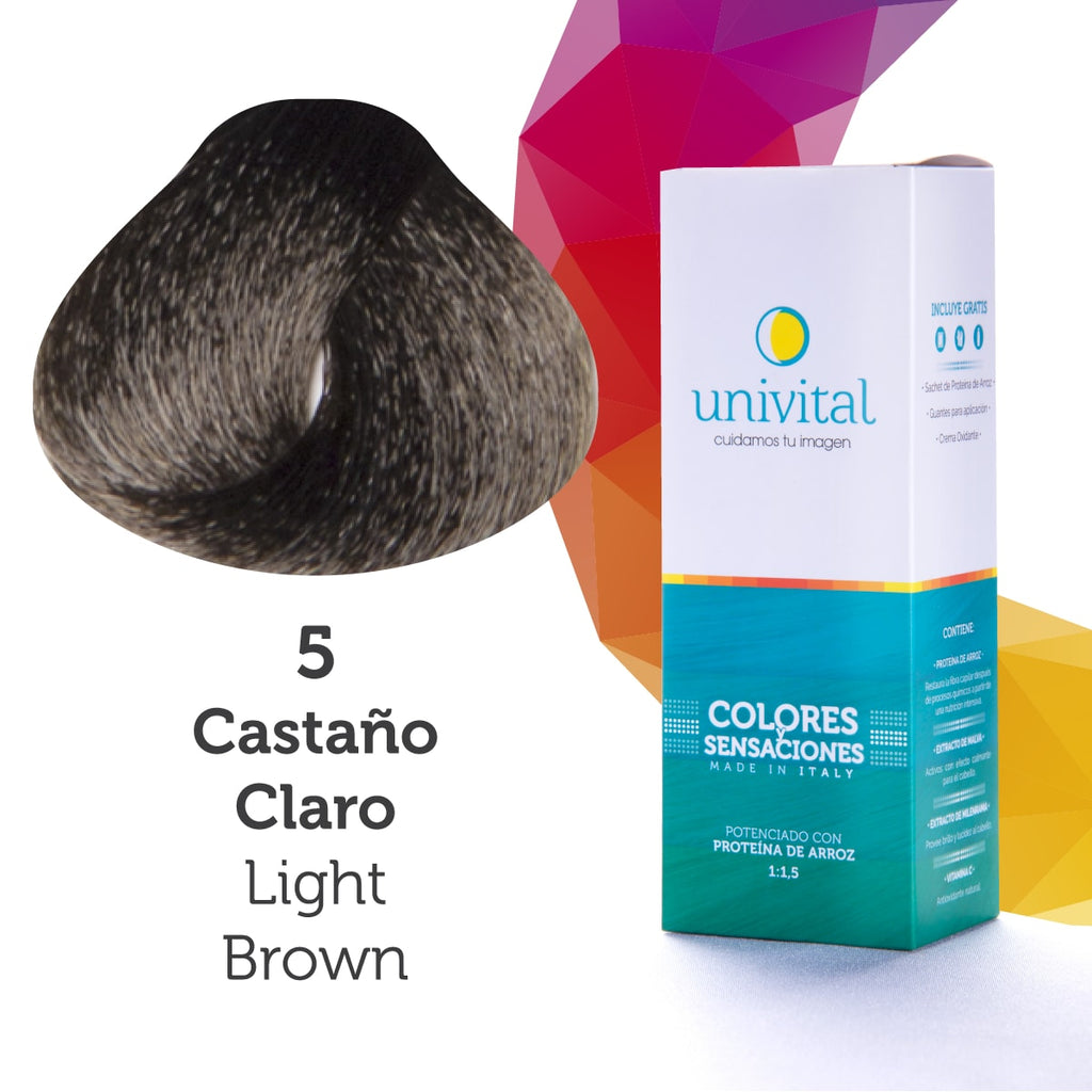 Tinte Univital Tono 5 Castaño Claro | Coloración Profesional con Proteína de Arroz