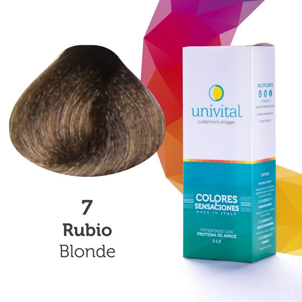 Tinte Univital Tono 7 Rubio | Coloración Profesional con Proteína de Arroz